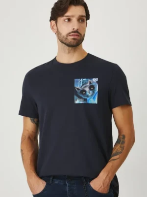 Medicine t-shirt bawełniany kolor granatowy z nadrukiem