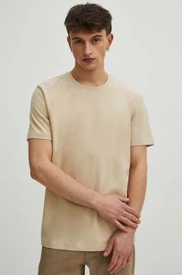 Medicine t-shirt bawełniany męski kolor beżowy gładki