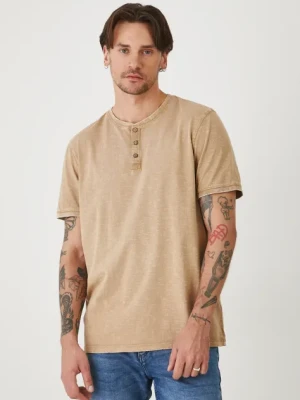 Medicine t-shirt bawełniany męski kolor beżowy gładki
