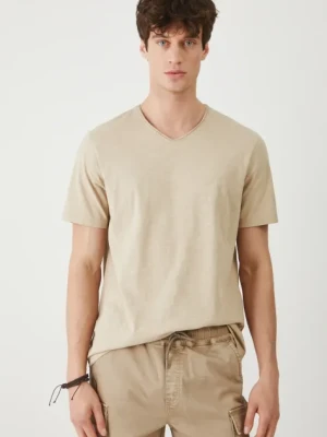 Medicine t-shirt bawełniany męski kolor beżowy gładki