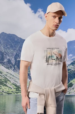 Medicine t-shirt bawełniany męski kolor beżowy z nadrukiem