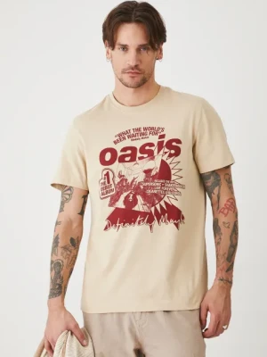 Medicine t-shirt bawełniany męski kolor beżowy z nadrukiem