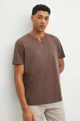 Medicine t-shirt bawełniany męski kolor brązowy gładki