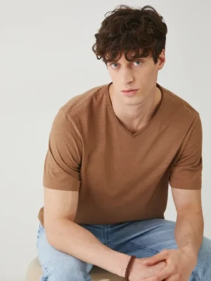 Medicine t-shirt bawełniany męski kolor brązowy gładki