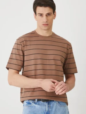 Medicine t-shirt bawełniany męski kolor brązowy wzorzysty
