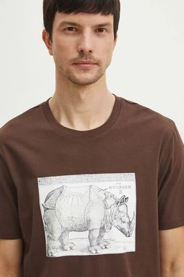 Medicine t-shirt bawełniany męski kolor brązowy z nadrukiem