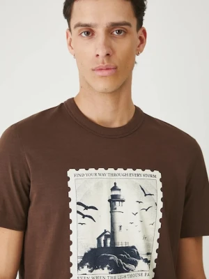 Medicine t-shirt bawełniany męski kolor brązowy z nadrukiem