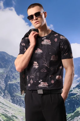 Medicine t-shirt bawełniany męski kolor czarny wzorzysty
