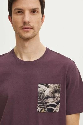 Medicine t-shirt bawełniany męski kolor fioletowy gładki