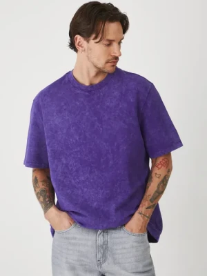 Medicine t-shirt bawełniany męski kolor fioletowy gładki