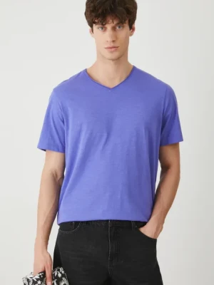 Medicine t-shirt bawełniany męski kolor fioletowy gładki