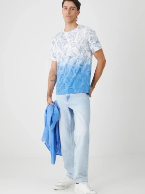 Medicine t-shirt bawełniany męski kolor niebieski wzorzysty