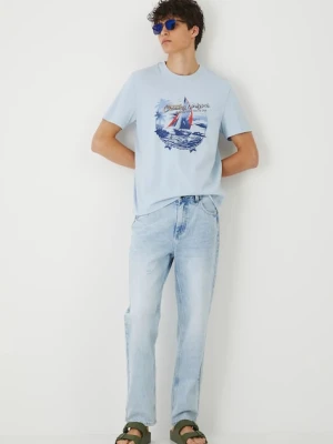 Medicine t-shirt bawełniany męski kolor niebieski z nadrukiem