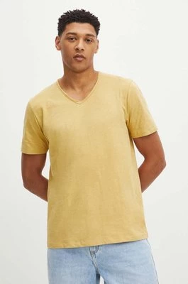 Medicine t-shirt bawełniany męski kolor żółty gładki