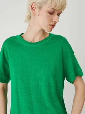 Medicine t-shirt lniany damski kolor zielony