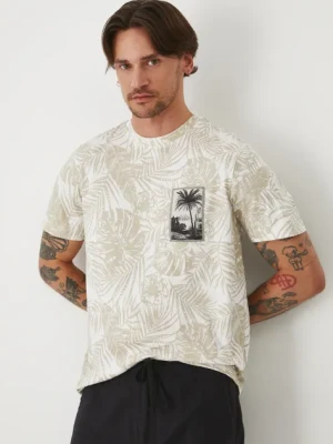 Medicine t-shirt męski kolor beżowy wzorzysty