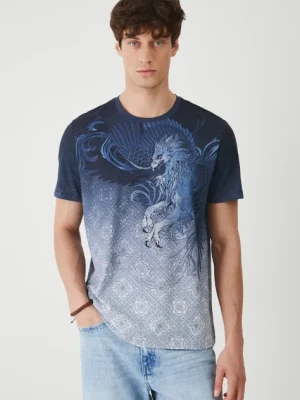 Medicine t-shirt męski kolor niebieski wzorzysty