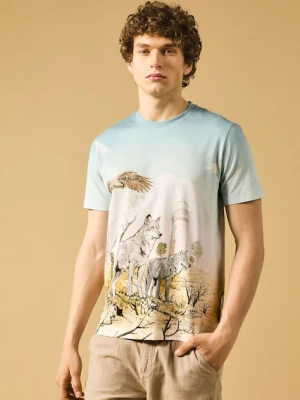 Medicine t-shirt męski kolor niebieski wzorzysty