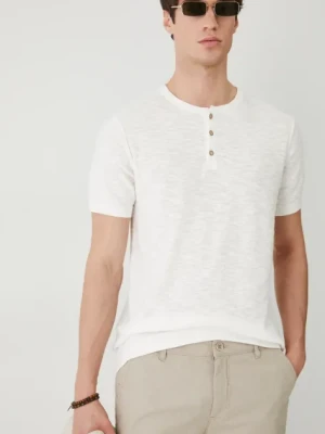 Medicine t-shirt z domieszką lnu męski kolor beżowy gładki
