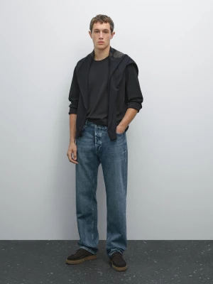 Zdjęcie produktu Medium Weight Cotton Long-Sleeved T-Shirt - Granatowy - - Massimo Dutti - Male