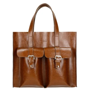 Duża brązowa torebka damska z zewnetrznymi kieszonkami 80245-52 Wojas