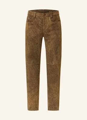 Meindl Spodnie Skórzane W Stylu Ludowym beige