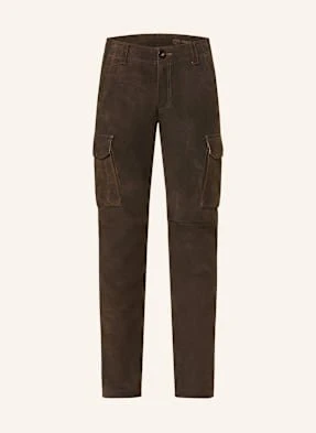 Meindl Spodnie Skórzane W Stylu Ludowym Island Trousers Slim Fit braun
