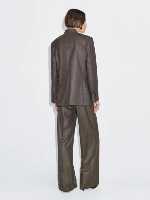 Melange Suit Trousers 100% Wool - Brązowy - - Massimo Dutti - Female