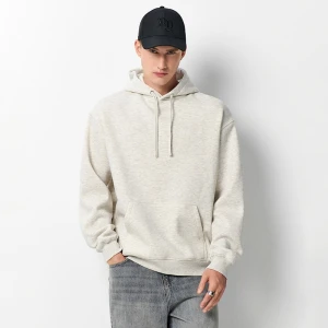 Melanżowa bluza loose fit z kapturem i ściągaczami beżowa House