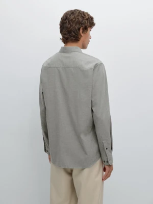 Melanżowa Koszula O Kroju Slim Z Diagonalu - Szary Pop - - Massimo Dutti - Mężczyzna