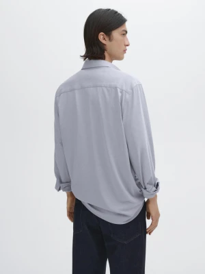 Melanżowa Koszula O Kroju Slim Z Mieszanki Bawełny - Błękitny - - Massimo Dutti - Mężczyzna