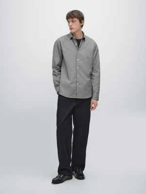 Melanżowa Koszula Oxford O Kroju Regular Fit - Szary Średni - - Massimo Dutti - Mężczyzna