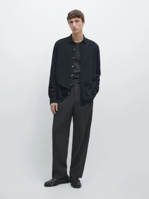 Melanżowa Koszula Regular Fit - Granatowy - - Massimo Dutti - Mężczyzna