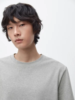 Melanżowa Koszulka Bawełniana Z Krótkim Rękawem - Szary Melanżowy - - Massimo Dutti - Mężczyzna