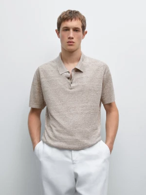 Melanżowa Koszulka Polo Z Lnianej Dzianiny - Beżowy - - Massimo Dutti - Mężczyzna