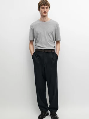 Melanżowa Koszulka Z Krótkim Rękawem Ze 100% Bawełny - Szary Pop - Massimo Dutti - Male