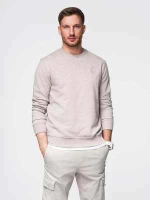 Zdjęcie produktu Melanżowa męska bluza dresowa z wyszywanym logotypem – beżowa V2 - Rozmiar: S Ombre Clothing