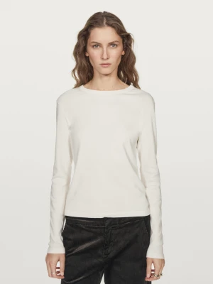Melanżowa Prążkowana Koszulka Z Długim Rękawem - Surowy - - Massimo Dutti - Kobieta