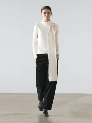 Melanżowa Prążkowana Koszulka Z Długim Rękawem - Surowy - - Massimo Dutti - Kobieta