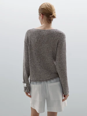 Melanżowy Dzianinowy Sweter Z Mieszanki Bawełny - Bakłażanowy/Oberżynowy - - Massimo Dutti - Kobieta