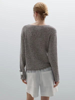 Melanżowy Dzianinowy Sweter Z Mieszanki Bawełny - Bakłażanowy/Oberżynowy - - Massimo Dutti - Kobieta