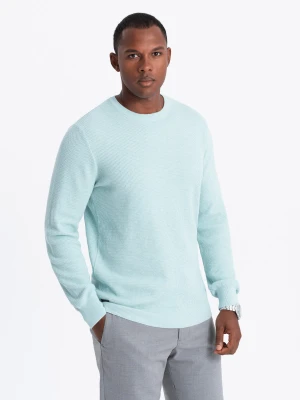 Zdjęcie produktu Melanżowy męski sweter ze strukturalnej dzianiny – miętowy V1 - Rozmiar: XXL Ombre Clothing