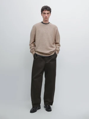 Melanżowy Sweter Z Dzianiny Z Okrągłym Dekoltem - Norkowy - - Massimo Dutti - Mężczyzna