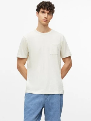 Melanżowy T-shirt z mieszanki bawełny z kieszenią na piersi s.Oliver beżowy