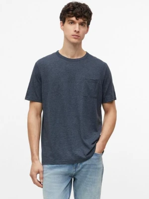 Melanżowy T-shirt z mieszanki bawełny z kieszenią na piersi s.Oliver niebieski