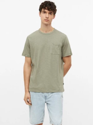 Melanżowy T-shirt z mieszanki bawełny z kieszenią na piersi s.Oliver oliwkowy