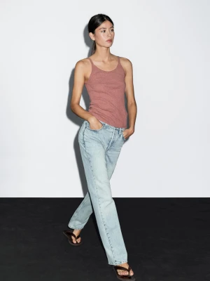 Melanżowy Top Na Ramiączkach Ze 100% Bawełny - Zgaszony Ró? - - Massimo Dutti - Female