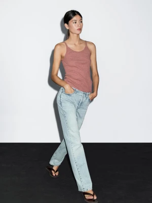 Melanżowy Top Na Ramiączkach Ze 100% Bawełny - Zgaszony Ró? - - Massimo Dutti - Kobieta