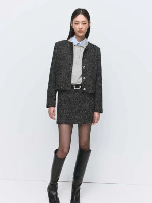 Melanżowy żakiet z dzianiny czarny - Kobieta - - MANGO