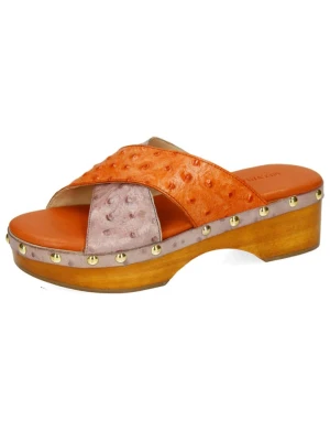 MELVIN & HAMILTON Skórzane klapki "Elle 2" w kolorze pomarańczowo-jasnoróżowym na koturnie rozmiar: 38